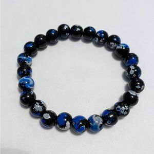 Black and Blue Beaded Memory Bracelet